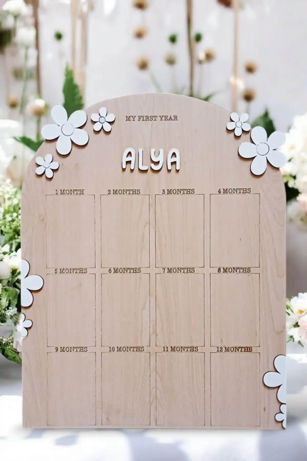 Workshop Aze 1 Yaş Doğum Günü Kişiye Özel 3D Papatya Temalı Ahşap Fotoğraf Panosu İncelemesi