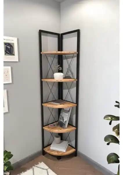 Bofigo 5 Raflı Metal Köşe Kitaplık ve 4 Raflı Dekoratif Kitaplık Karşılaştırması