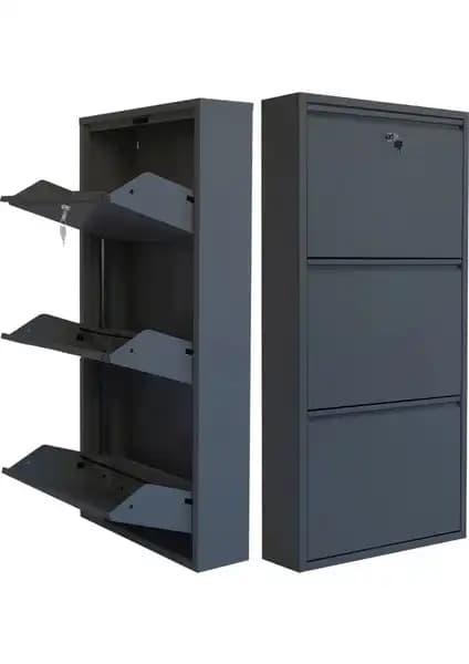 Mobilya Pratik Kilitli Metal Ayakkabılık Karşılaştırması 3'lü ve 5'li Modeller 1