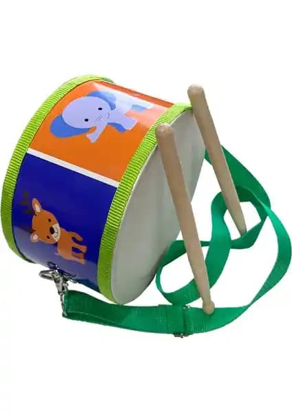 Çocuklar İçin Dayanıklı Yeşil Askılı Davul Müzik Enstrümanı