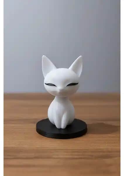 Fortis Tasarım Mini 3D Baskılı Kedi Figürü Minimalist Dekoratif Parça