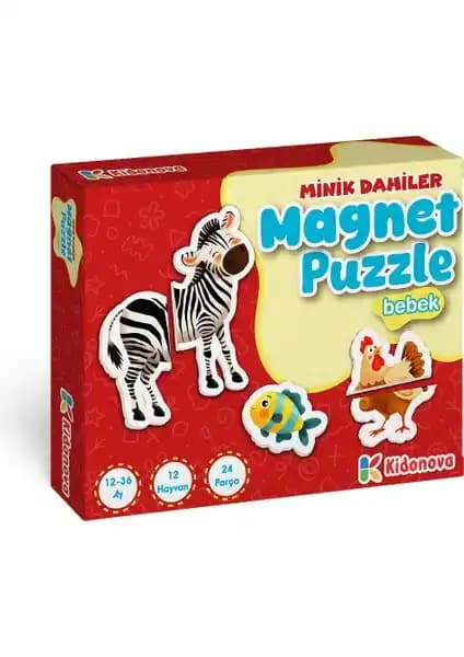 Kidonova Minik Dahiler Serisi İlk Magnet Puzzle Bebek - Sevimli Hayvanlar Eğitici Oyuncak