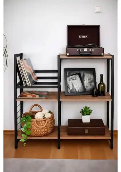 Lüx House Retroline Pikap ve Plak Stanı Modern ve Vintage Dekorasyonun Şık Bir Birleşimi