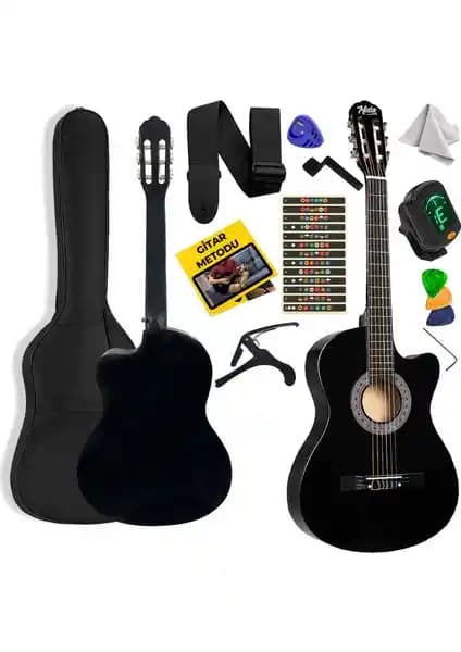 Midex CG-395BK Siyah Klasik Gitar: Dayanıklı Tasarım ve Zengin Aksesuar Setiyle Performans