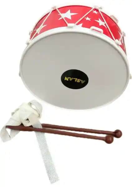 Sevimli Aslan Çocuk Davul Tokmaklı Küçük Boy 17 cm Renkli ve Eğlenceli Müzik Aleti