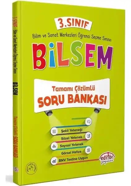 Editör Yayınları 3. Sınıf Bilsem Tamamı Çözümlü Soru Bankası Öğrenciler ve Öğretmenler İçin Kapsamlı Kaynak