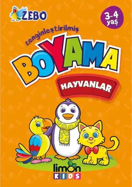 Limonkids 3-4 Yaş Hayvanlar Temalı Zenginleştirilmiş Boyama Kitabı Türkiye