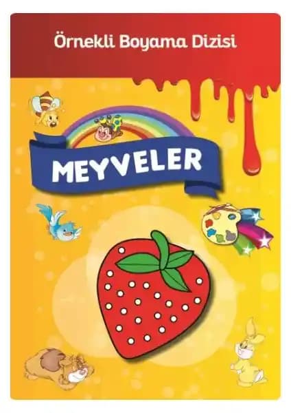 Meyveler Temalı Eğitici ve Boyama Kitabı Çocuklar İçin Öğretici ve Eğlenceli