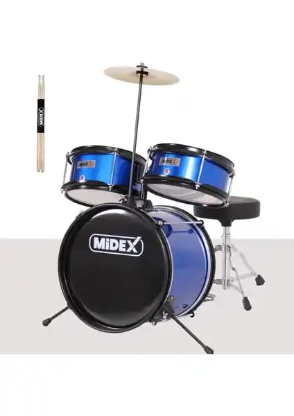 Midex CD300X-BL Akustik Çocuk Baterisi Seti: Renkli ve Kullanışlı Müzik Eğitimi Aracı