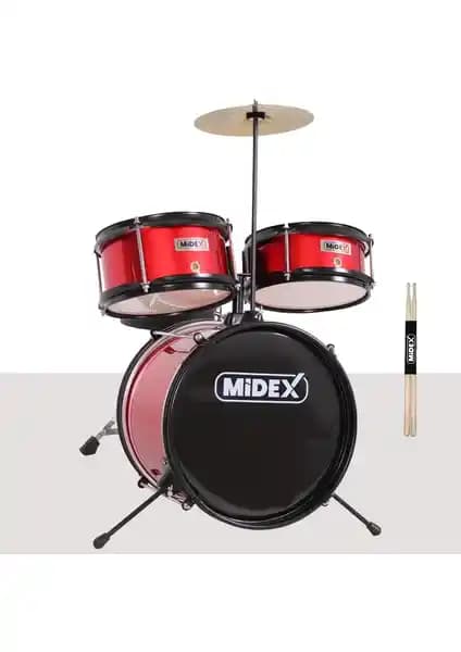 Midex CD300X-RD Çocuk Akustik Davul Seti: Dayanıklı ve Eğlenceli Müzik Enstrümanı