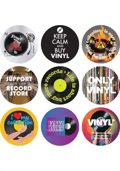 Müzik Tutkunları İçin Şık ve Dekoratif Çıtırtılı Sesler Plak Sevgisi Etiketleri