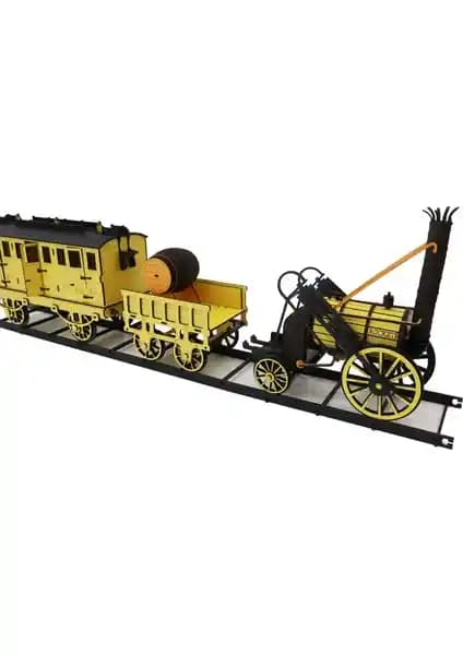3D Ahşap Stephensons Rocket Tren Maketi Detaylı ve Eğitici Tasarım