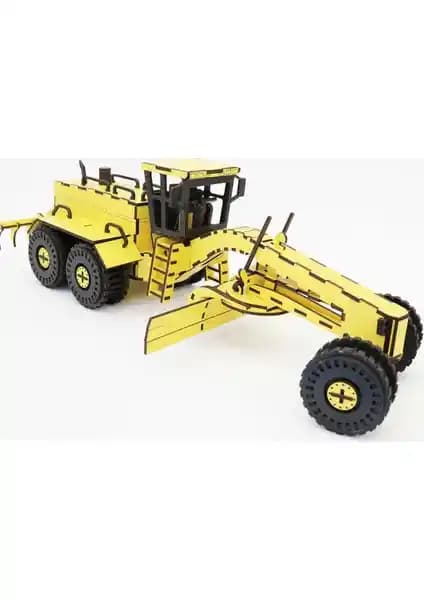 3D Sergi Ahşap Grayder İş Makinesi Maketi Detaylı ve Eğitici Tasarım