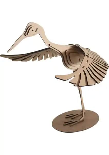3D Sergi Ahşap Puzzle Turna Kuşu: Eğitici ve Dekoratif Doğa Temalı Model