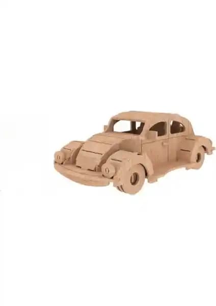 3D Sergi Ww Beetle Ahşap Araba Maketi Yaratıcı ve Eğitici Kendin Yap Projesi