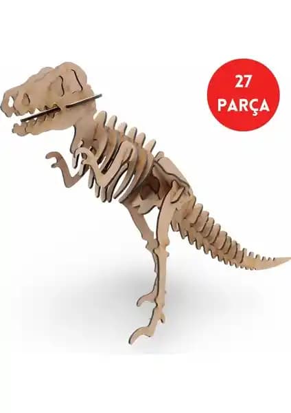Algwood 27 Parça T-Rex Ahşap Dinozor Maketi ile Tarih Öncesine Yolculuk