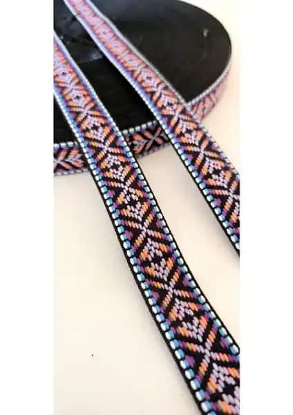 Altay Aksesuar Mor Renkli Etnik Şerit 2 cm Genişliğinde Çok Yönlü Tasarım Malzemesi