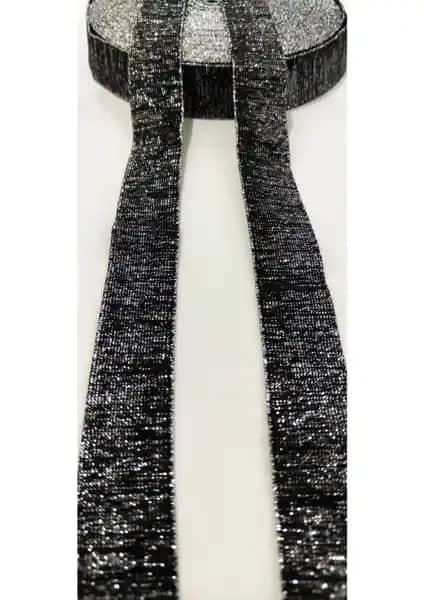 Altay Aksesuar Siyah Gümüş Lastik Şerit 1 Metre Uzunlukta Çok Yönlü Kullanım İçin