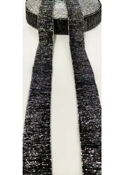 Altay Aksesuar Siyah Gümüş Lastik Şerit 1 Metre Uzunlukta Çok Yönlü Kullanım İçin