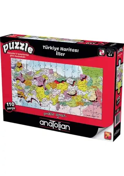 Anatolian 110 Parçalık Türkiye Haritası Eğitici Puzzle Çocuklar İçin Öğretici Oyun Aracı