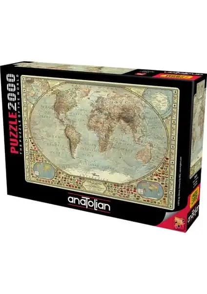 Anatolian 2000 Parçalık Dünya Haritası Puzzle Türkiye’de Üretilen Detaylı ve Zorlu Bir Zeka Geliştirici Oyun