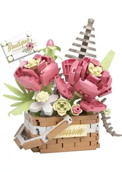 Corney Design Pembe Güller Sepetli Kendin Yap Seti 395 Parça ile Ev Dekorasyonuna Renk Katın