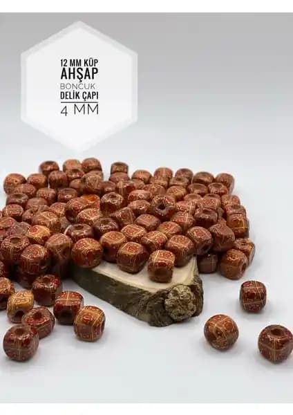FioliMore 12 mm Desenli Ahşap Küp Boncuk Takı Tasarımında Yenilikçi Malzeme