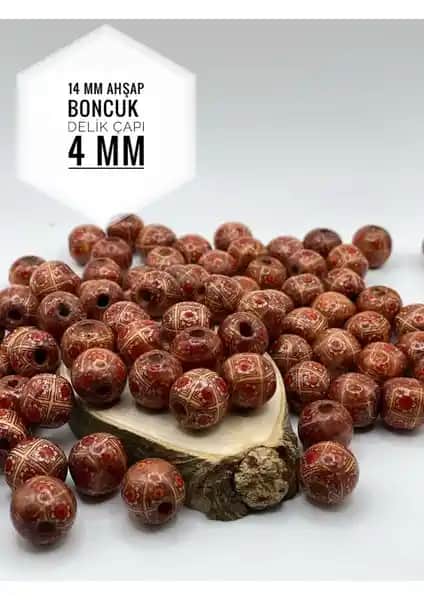 FioliMore 14 mm Desenli Ahşap Boncuk Takı Tasarımı İçin Uygun Malzeme