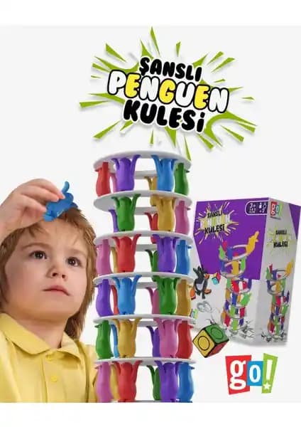 Go Toys Şanslı Penguen Kulesi Eğitici Oyuncak: Renkleri Tanıma ve Koordinasyon Geliştirme