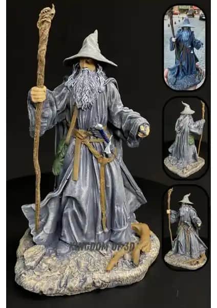 Kingdom Of 3D Gandalf Figürü: El Yapımı Detaylı Koleksiyon Parçası
