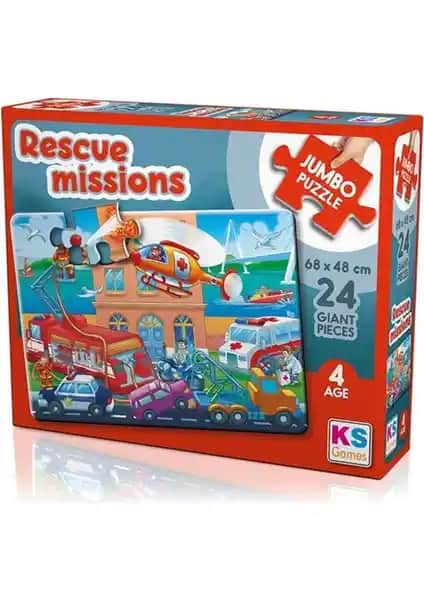 KS Games Rescue Missions Jumbo Puzzle Çocuklar İçin Eğitici ve Eğlenceli Büyük Parçalı Yapboz