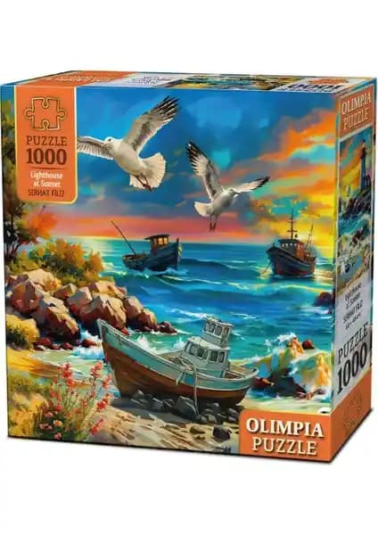 Olimpia Lighthouse Gün Batımı Manzarası 1000 Parça Puzzle Yüksek Kalite ve Detaylı Tasarım