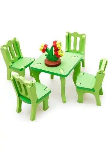 Sam Toys Ahşap 3D Masa Sandalye Maket Oyuncak ile Çocukların Yaratıcılığı ve Sosyal Becerileri Gelişir