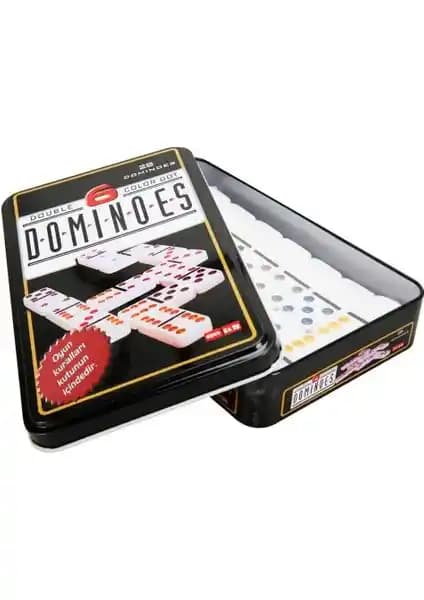 Sunman Domino Metal Kutulu: Dayanıklı ve Renkli Masa Oyunu Seti 28 Parça