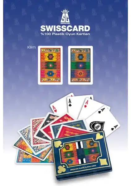 Swisscard Kilim Desenli Plastik Oyun Kartı: Dayanıklı ve Estetik Tasarım Özellikleri