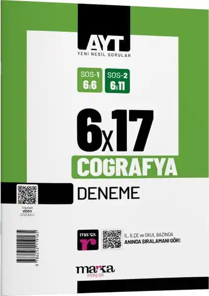 2025 AYT Coğrafya 6 Deneme Tamamı Video Çözümlü Sınava Hazırlık Kaynağı