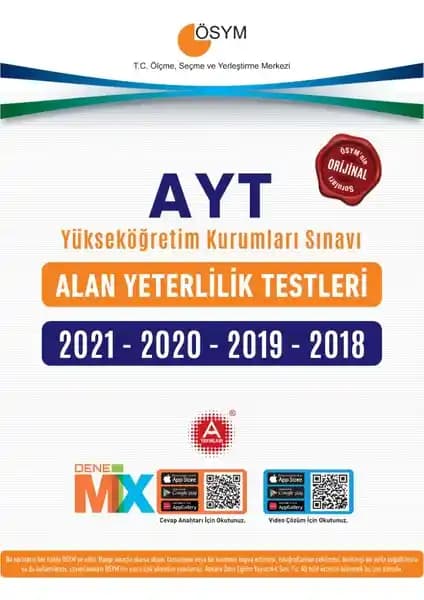 A Yayınları ÖSYM AYT 2018-2021 Tıpkı Basım Soru Kitabı Üniversite Sınavına Hazırlık İçin Güvenilir Kaynak