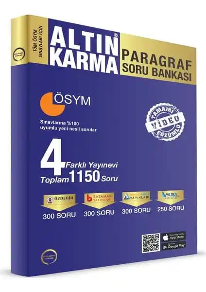 Altın Karma Yayınları 4 Kitap Paragraf Soru Bankası ÖSYM Sınavlarına Hazırlık İçin Uygun