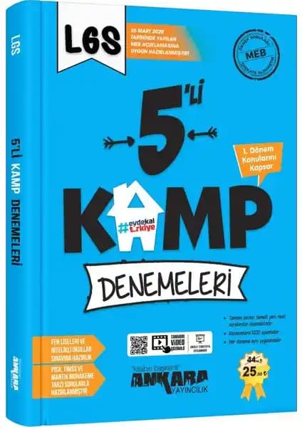 Ankara Yayıncılık 8. Sınıf LGS 1. Dönem Kamp Denemeleri 2020 Güncel ve Etkili Hazırlık Kaynağı