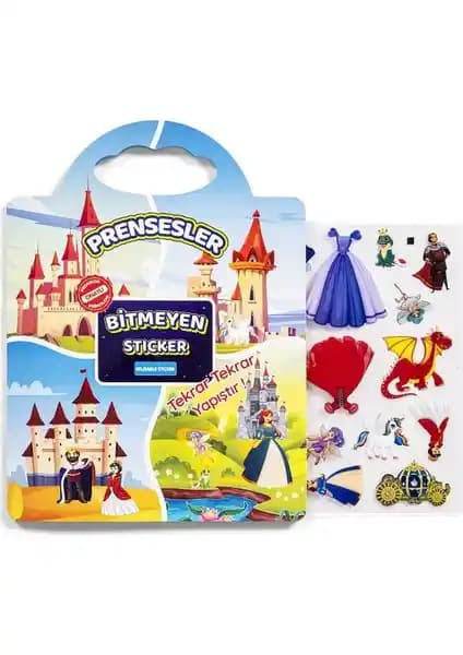 Gepettoys Bitmeyen Sticker Kitabım Prensesler Çocuklar İçin Eğitici ve Yaratıcı Öğrenme Aracı