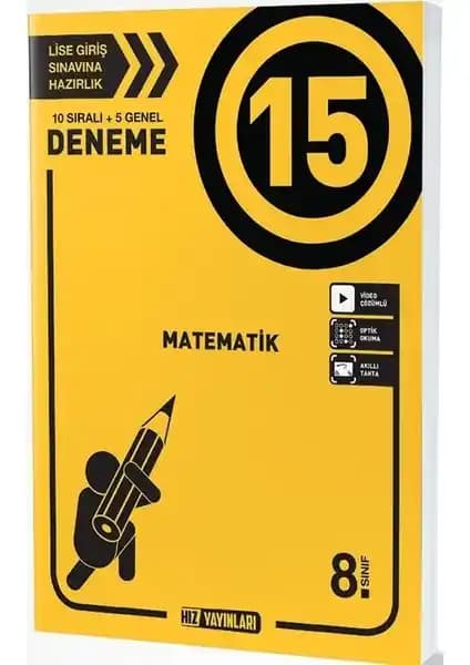 Hız Yayınları 8. Sınıf Matematik 15'li Deneme Kitabı Sınavlara Hazırlık ve Pekiştirme