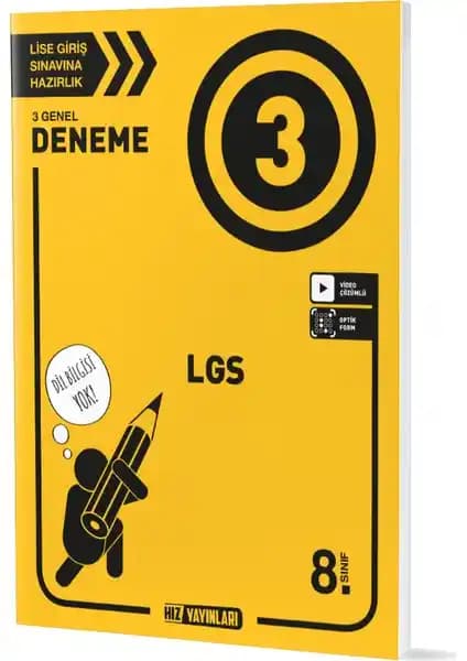 Hız Yayınları 8. Sınıf Tüm Dersler 3 Deneme Sınavı Soru Bankası ve Sınav Hazırlık Kaynağı