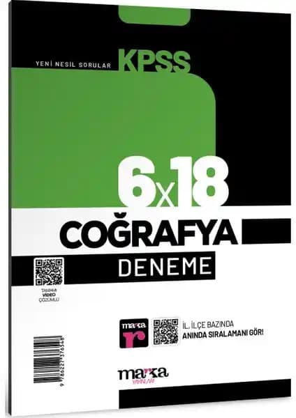KPSS Coğrafya 6x18 Deneme Tamamı Video Çözümlü - Güncel ve Pratik Soru Bankası