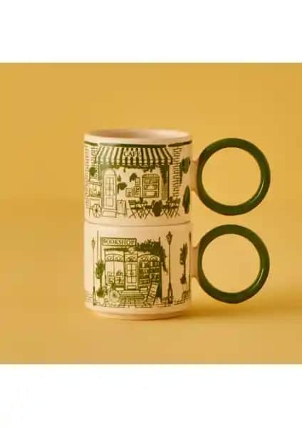 Bella Maison Scene 2'li Yeşil Kahve Fincanı Seti Estetik ve Kullanışlı Tasarım