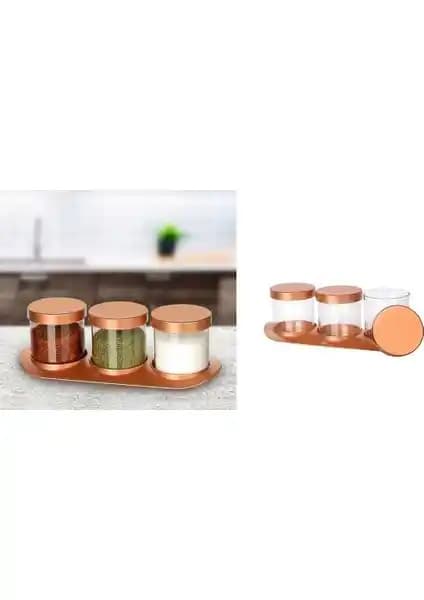 Cansa Bronz Baharat Seti Lüx 3'lü Modern Tasarım ve Dayanıklılık Sunar