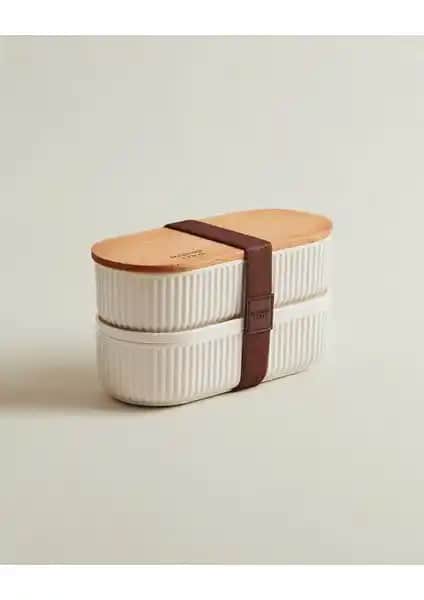 Madame Coco Magou 500ml Ahşap Kapaklı Lunch Box Seti Günlük Kullanım İçin Şık ve Dayanıklı Saklama Kabı