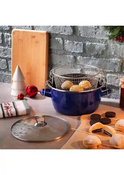 Schafer Fry 22 cm Lacivert Çıtır Kızartma Tenceresi Pratik ve Şık Mutfak Gereciği