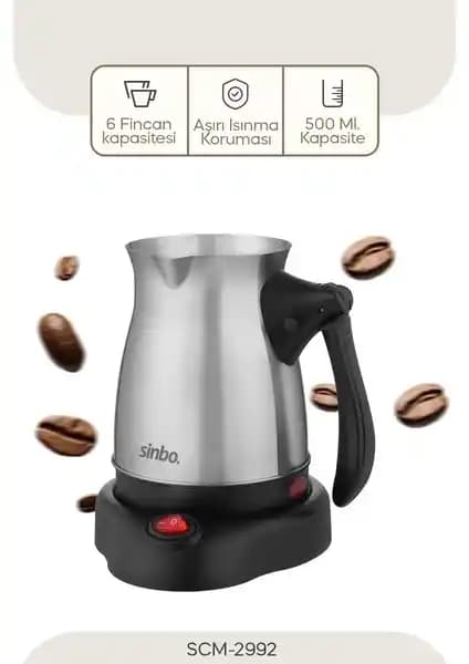 Sinbo 2992 Elektrikli Çelik Cezve ile Türk Kahvesini Modern ve Pratik Şekilde Hazırlayın