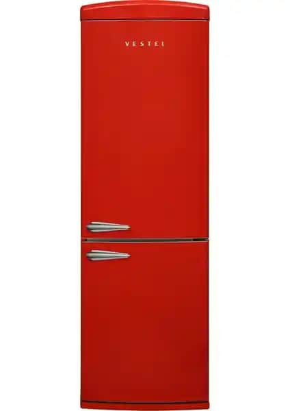 Vestel Retro NFK37201 Kırmızı Enerji Sınıfı 330 Lt Buzdolabı Modern Tasarım ve Üstün İşlevsellik