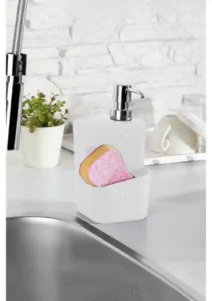 Cansa 650 ml Kapasiteli 2'li Akıllı Sabunluk ve Süngerlik İdeal Temizlik Yardımcısı